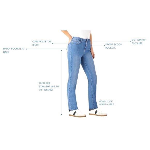 Member's Mark Women's Straight Jeans - medium Wash - Size 8 - Picture 5 of 12